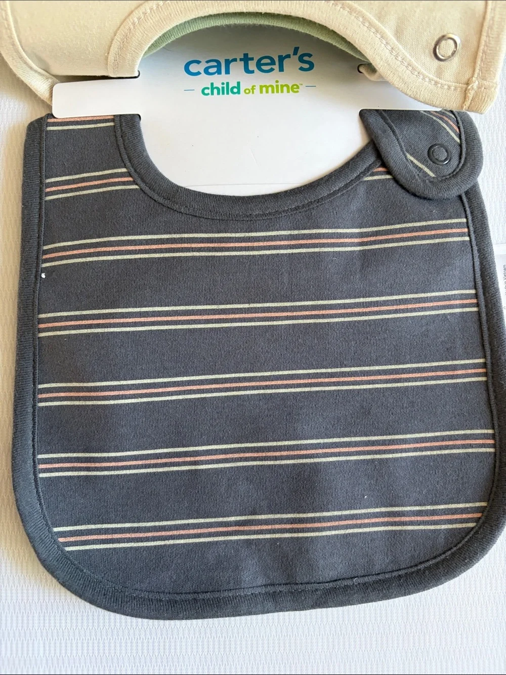carter's Olive Green 'Wild Snacker' Tiger Bib Set (3) NIP - Picture 3 of 5